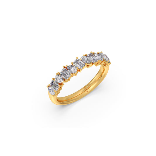 Pear and Emerald Fancy Cut Diamond Ring - Yellow