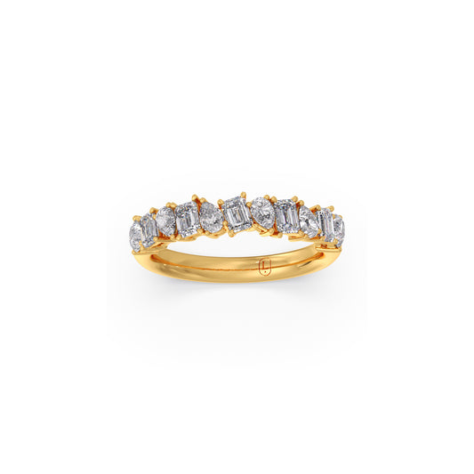 Pear and Emerald Fancy Cut Diamond Ring - Yellow