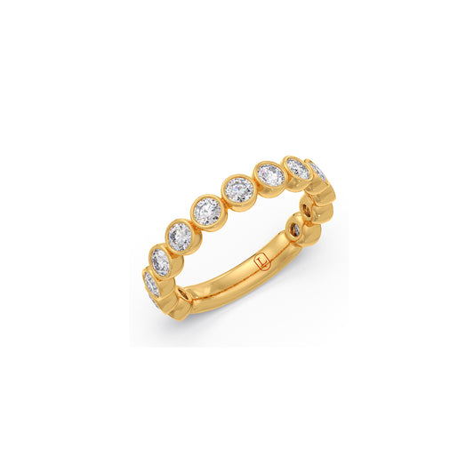 Round Diamond Bezel Set Band - Yellow
