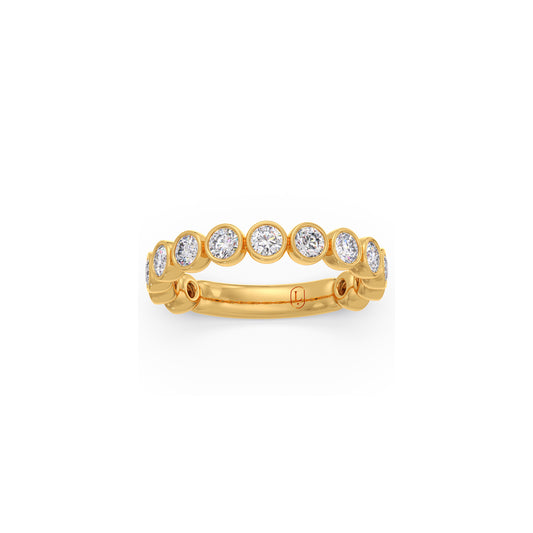 Round Diamond Bezel Set Band - Yellow