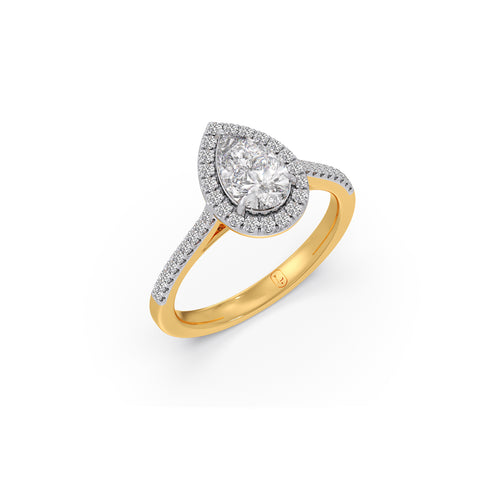 Pear Cut Diamond with Round Diamond Halo Ring