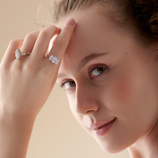 Timeless Oval Solitaire Trio Diamond Ring - MH
