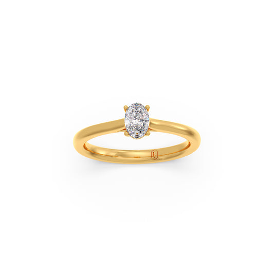 Oval Center Diamond Engagement Ring - Yellow