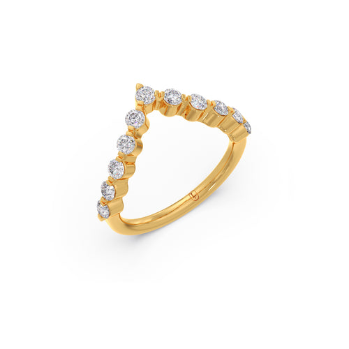 Scalloped Diamond Chevron Ring