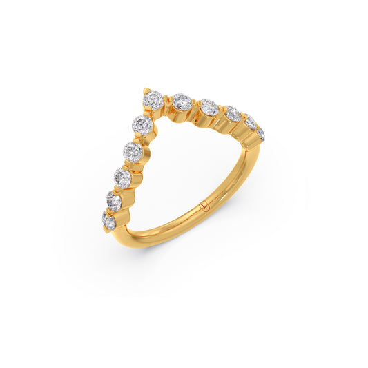Scalloped Diamond Chevron Ring - Yellow
