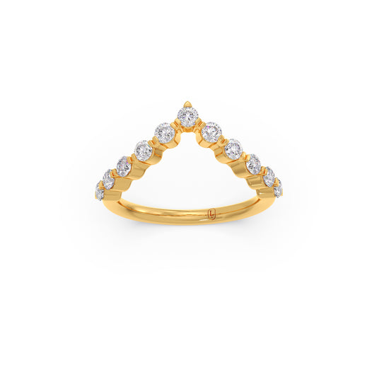 Scalloped Diamond Chevron Ring - Yellow