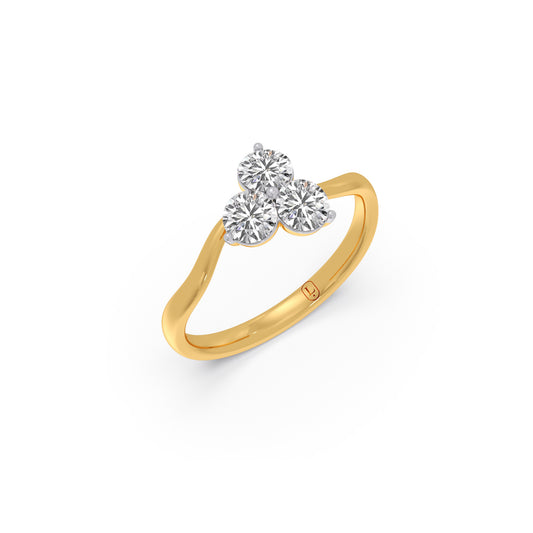 Tri-Cluster Round Diamond Ring - Yellow