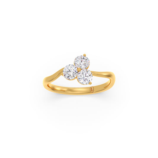 Tri-Cluster Round Diamond Ring - Yellow