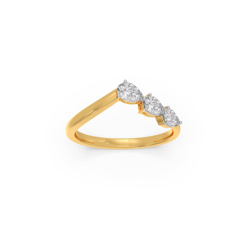 Pear Diamond Tri Chevron Ring