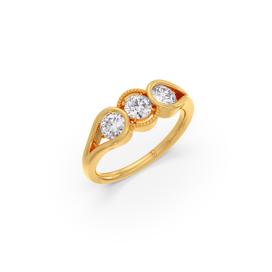 0.96 ct Gilded Era Round Diamond Trilogy Ring - Yellow