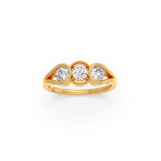 0.96 ct Gilded Era Round Diamond Trilogy Ring - Yellow