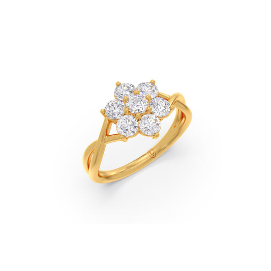 Round Diamond Rosette Ring - Yellow