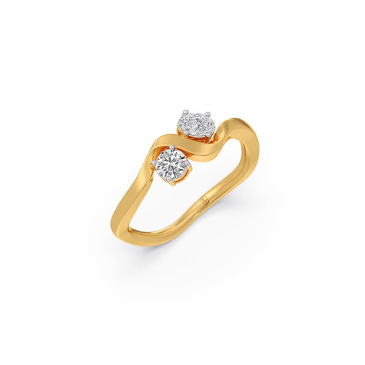 Alternating Round and Oval Diamond Ring - Yellow