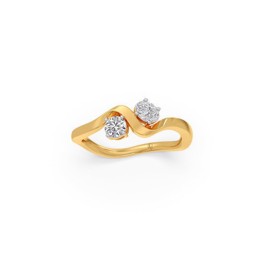 Alternating Round and Oval Diamond Ring - Yellow