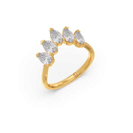 Pear Diamond Tiara Ring - Yellow