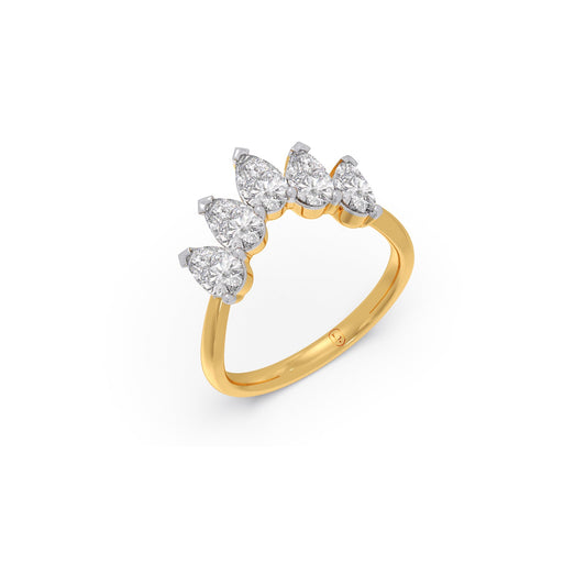 Pear Diamond Tiara Ring - Yellow