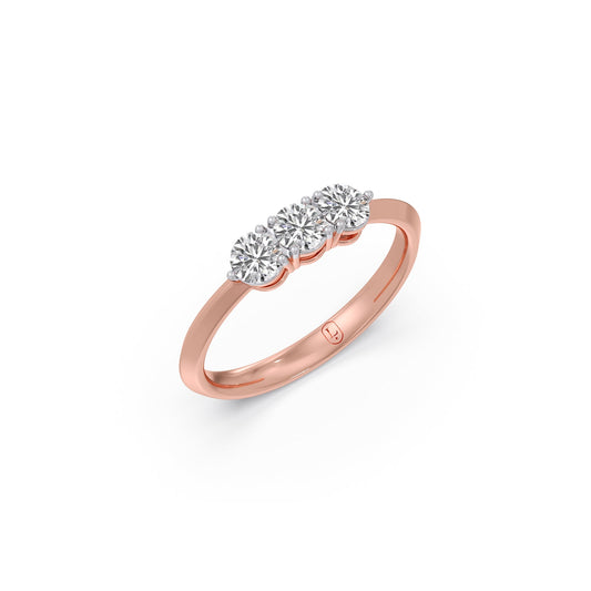 Classic Three-Stone Diamond Ring - Rose
