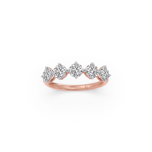Five Stone Round Diamond Ring - Rose