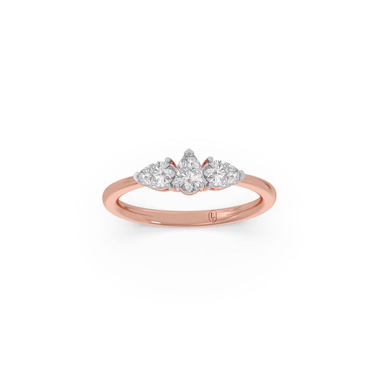 Pear Diamond Three-Stone Ring - Rose