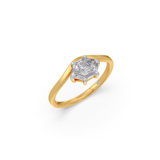 Hexa Solitaire Diamond Ring - Yellow