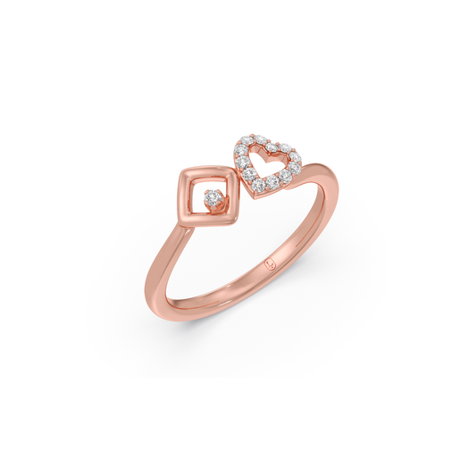 Heart And Halo Diamond Ring - Rose