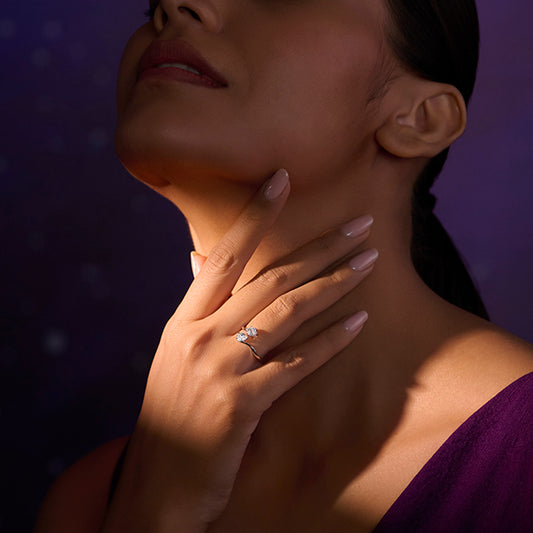 Hexa & Pear Diamond Toi et Moi Ring - MQ