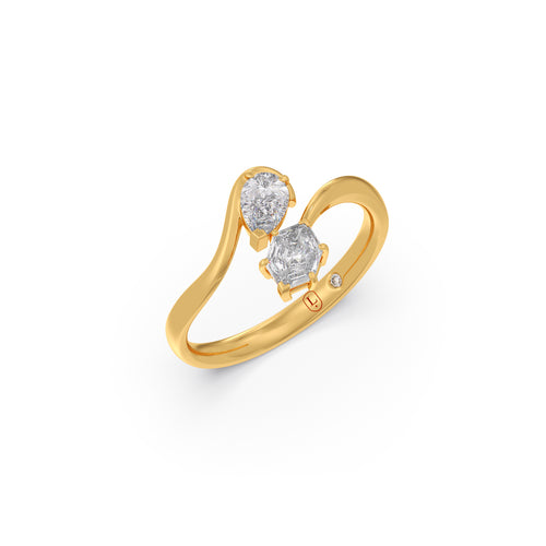 Hexa & Pear Diamond Toi et Moi Ring