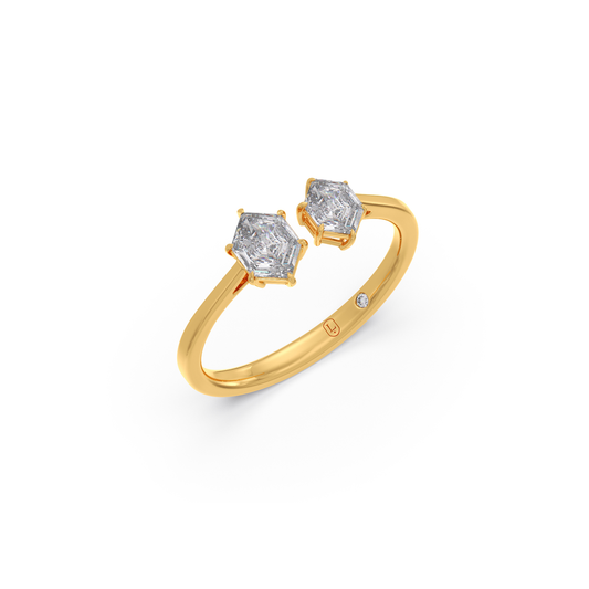 Hexa Two-Stone Solitaire Engagement Rings - Yellow