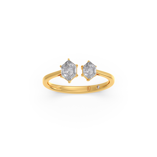 Hexa Two-Stone Solitaire Engagement Rings - Yellow