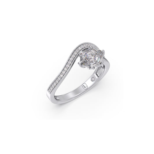 Hexa Sidestone Diamond Ring - White
