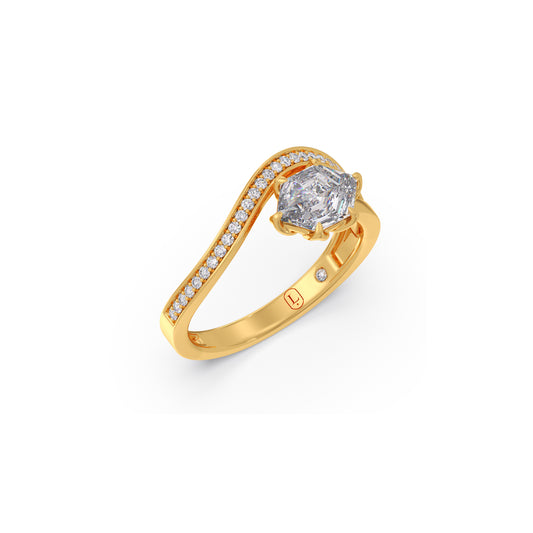 Hexa Sidestone Diamond Ring - Yellow
