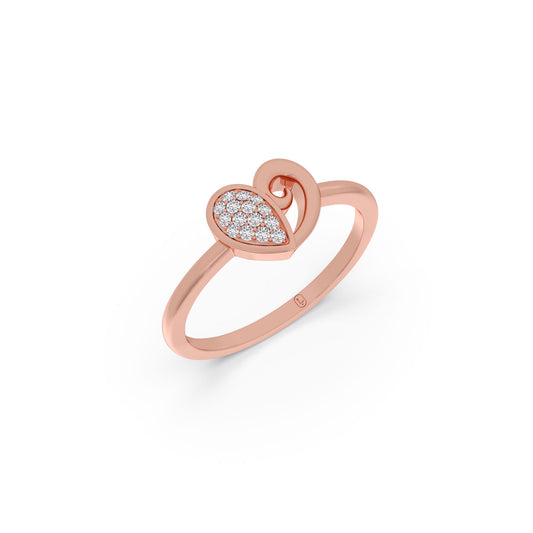 Glimmer Heart Round Diamond Ring - Rose