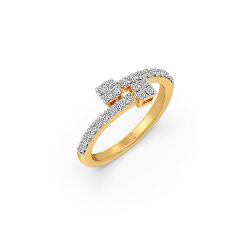 Round Diamond Floral Cluster Bypass Ring