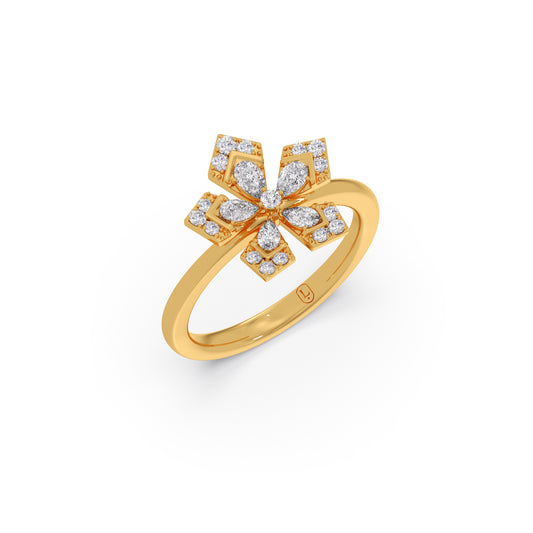 Petalic Serene Pear & Round Diamond Ring - Yellow