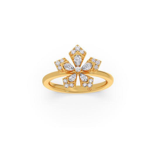 Petalic Serene Pear & Round Diamond Ring - Yellow