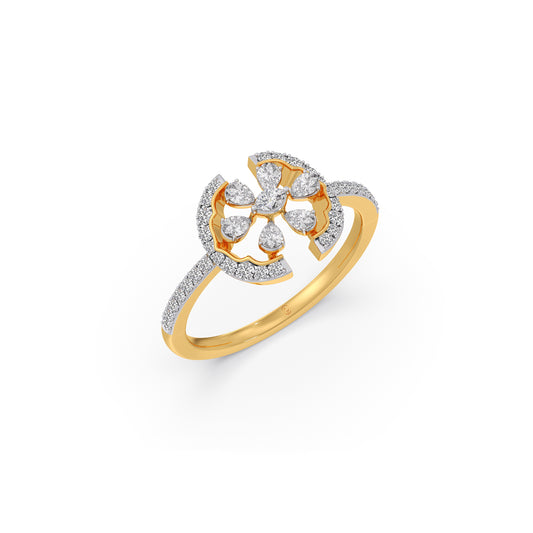 Open Floral Diamond Ring - Yellow