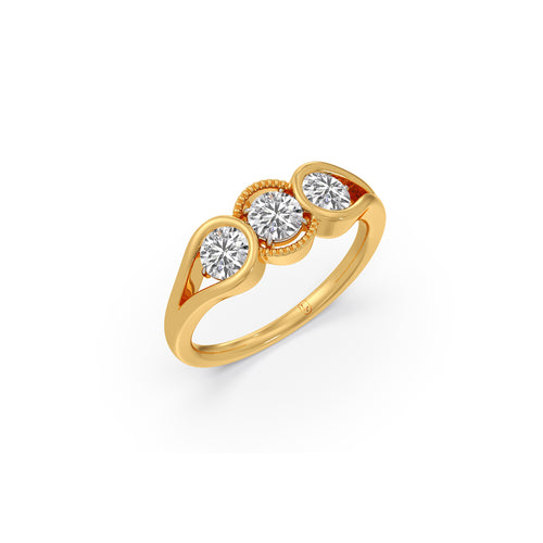 0.96 ct Gilded Era Round Diamond Trilogy Ring