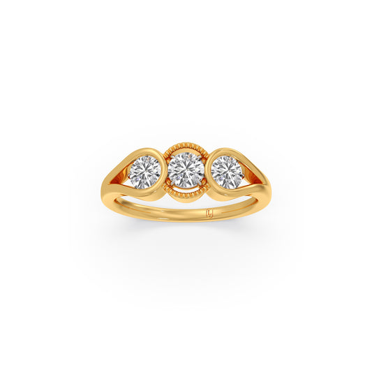 0.96 ct Gilded Era Round Diamond Trilogy Ring - Yellow
