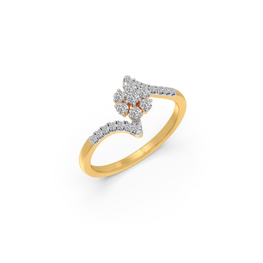 Swirl Blossom Round Diamond Ring - Yellow