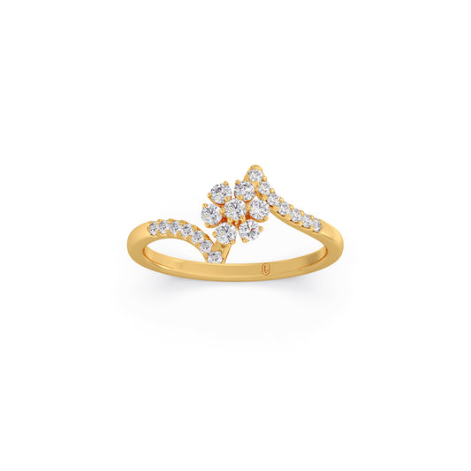 Swirl Blossom Round Diamond Ring - Yellow