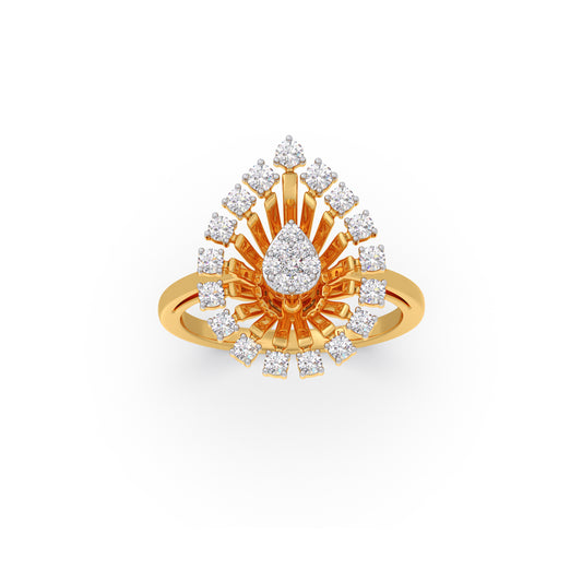 Peacock Bloom Diamond Ring - Yellow