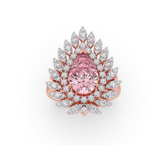 Pear Halo Gemstone Ring - Rose