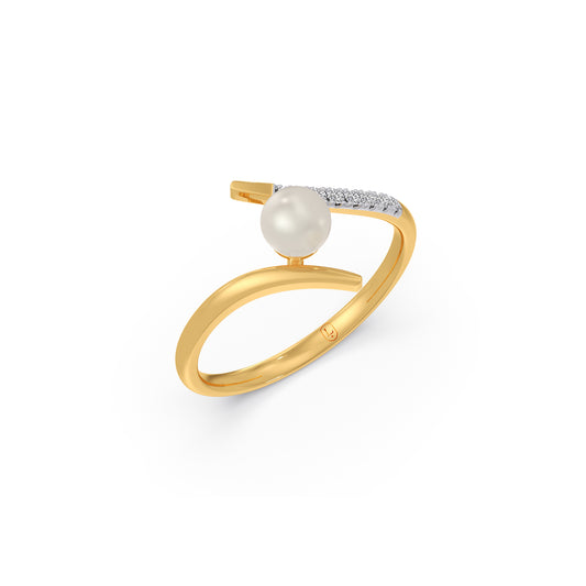 Classic Pearl Diamond Ring - Yellow