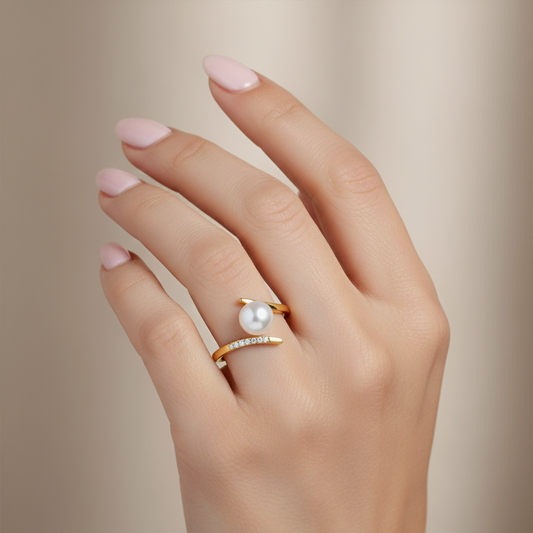 Classic Pearl Diamond Ring - MH