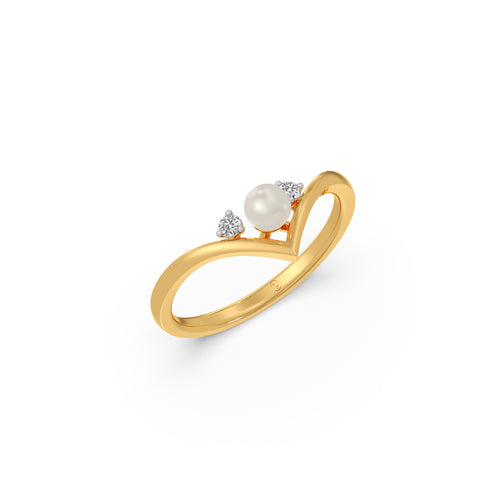 Chevron Pearl Diamond Ring
