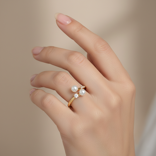 Duo Pearl Diamond Ring - MH