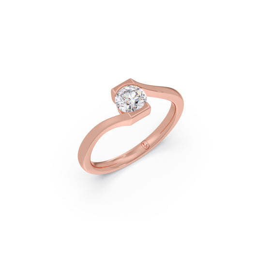 Eternal Glow Solitaire Half-Bezel Ring - Rose