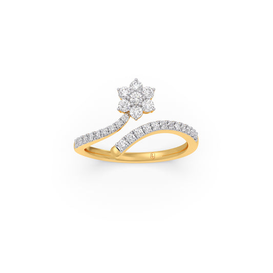 Bloom Cluster Diamond Bypass Ring - Yellow