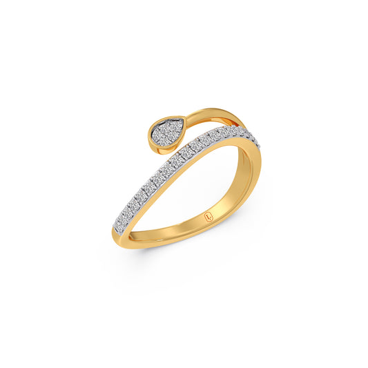 Tear-Drop Embrace Diamond Ring - Yellow