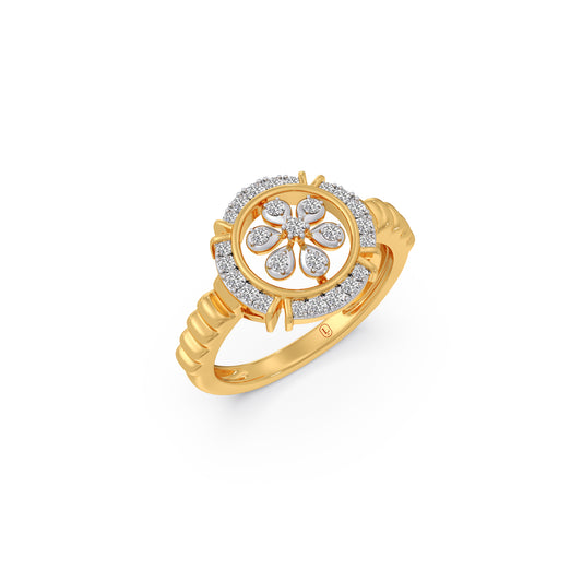 Ornate Flora Diamond Ring - Yellow